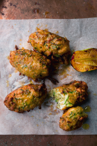 Courgette and Manouri Fritters